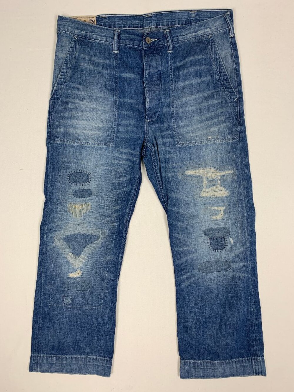 Polo Ralph Lauren Men's Distressed Patchwork Jeans Blue 36